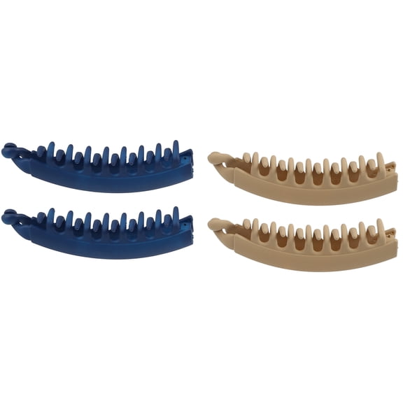 Unique Bargains 4 Pcs Interlocking Ponytail Banana Clip Hair Accessories Clip Blue Brown