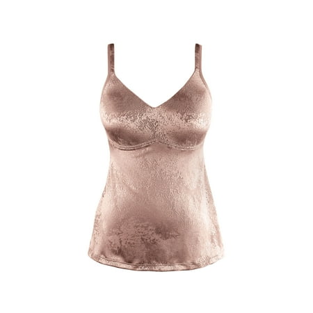 Cup Camisole - Ahh By Rhonda Shear Women's Jacquard Molded Cup Camisole with Built In Bra