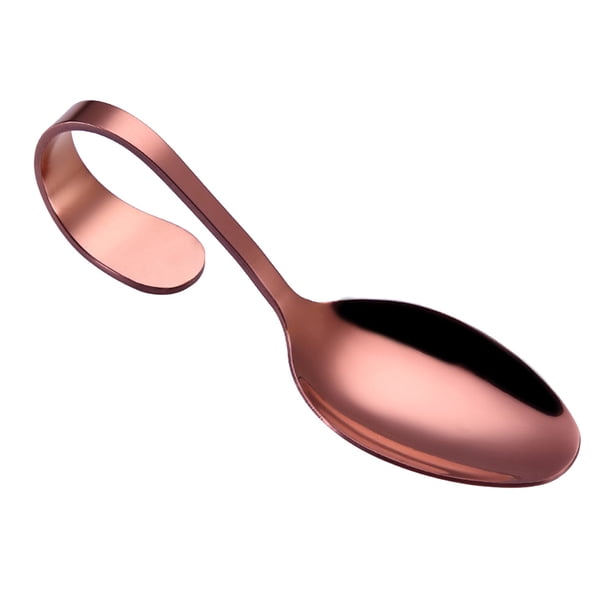 Cuchara de acero inoxidable con mango curvo, ideal para la mesa de buffet de hoteles y cocinas (oro rosa).