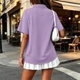 thumbnail image 6 of Garbnen Short Sleeve Polo Shirt Women Collared Button V Neck T Shirts Women Side Slit Casual Lightweight Dressy Woman Golf Shirt with Pocket Purple XL, 6 of 9