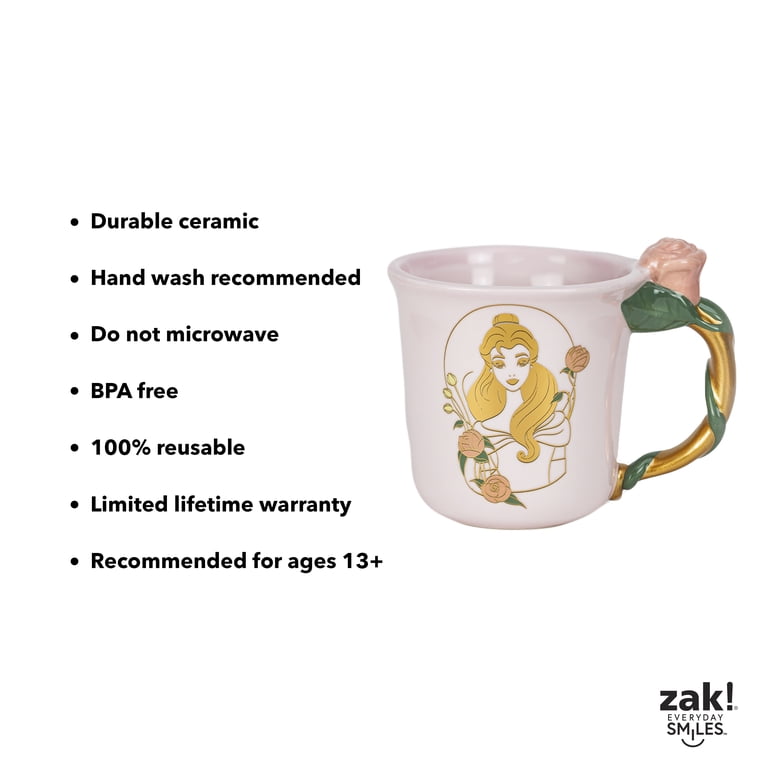 Zak Designs 15oz Ceramic Sculpted Handle Mug- Beauty and The Beast