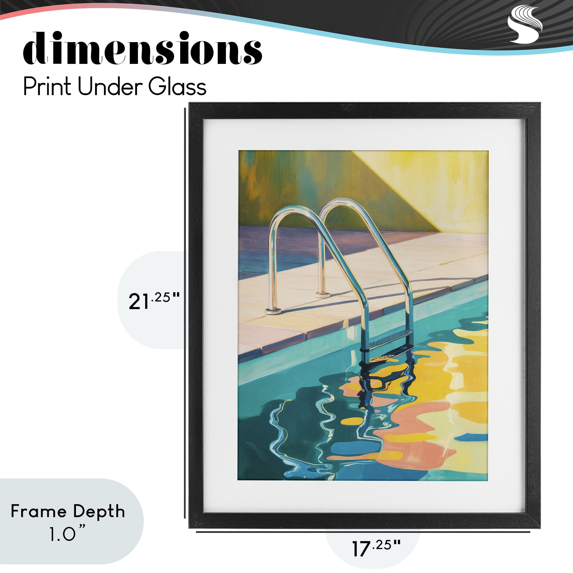 Stupell Industries Pool Ladder At Sunset Black Framed Print Under Glass, design by Andreas Magnusson