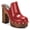 Red, variant on Women's Wooden Platform Heeled Mules Closed Round Toe High Block Heel Slip On Clogs Shoes with Studs Evening Party Daily Outfit Footwear Size 9 Black