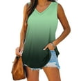 thumbnail image 2 of Lufly Tops for Women Gradient V-neck Comfortable Loose T-shirt Casaul Sleeveless Blouse,Green,XXL, 2 of 6