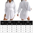 thumbnail image 2 of Camisa De Vestir Vestido de blusa con botones de verano Mini vestido de color sólido para ir de compras (Blanco L) Ygjytge para Mujer Blanco T XXL, 2 of 7