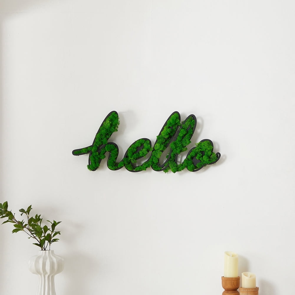 "HELLO" Letter Art Moss Wall Decor A Natural Greeting