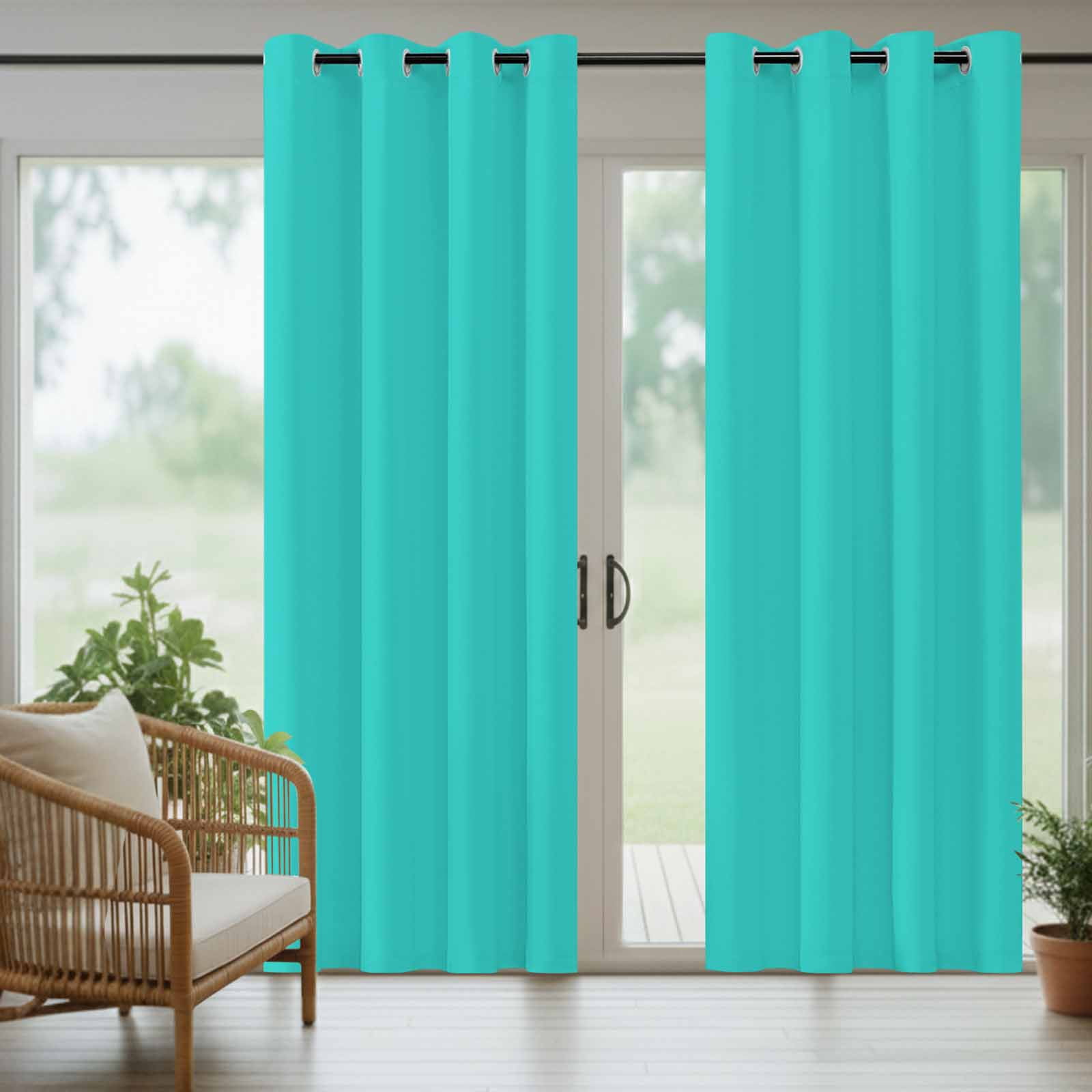 Turquoise Outdoor Curtains for Patio Waterproof, Windproof Privacy Curtains with Weighted Bottom, Modern Pure Turquoise Outside Drapes for Picnic Garage Backyard Cabana 54"x84" 1 Panel