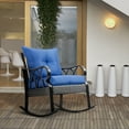 thumbnail image 2 of Outsunny Outdoor Wicker Rocking Chair with Padded Cushions, Blue, 2 of 10