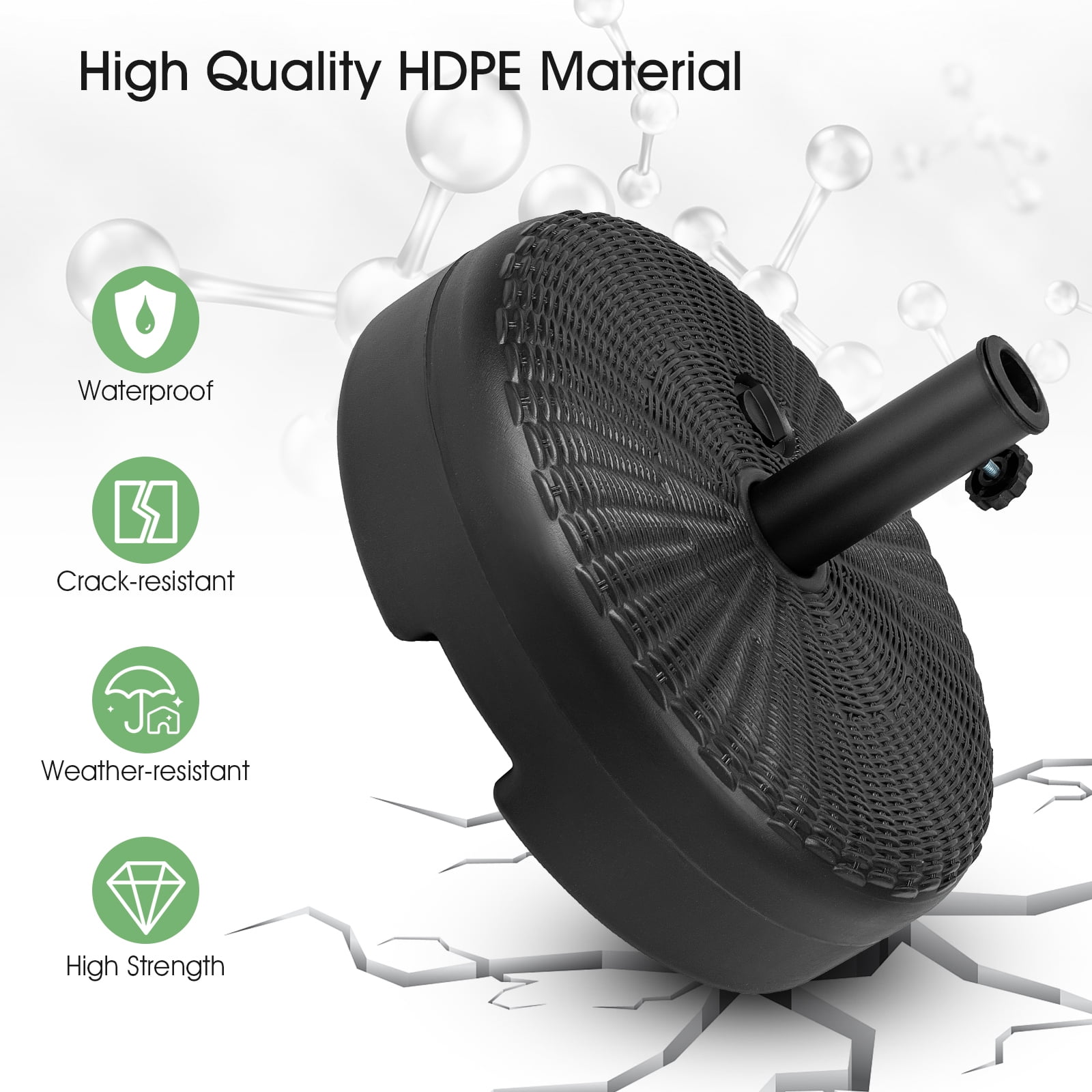Topbuy Fillable Umbrella Base Stand, Water & Sand Filled Heavy-Duty Patio Umbrella Holder 18” Outdoor Weighted Umbrella Base