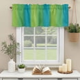 thumbnail image 3 of Sage Green Blue Valances for Windows, Rod Pocket Kitchen Valance Curtains - Soft & Washable Small Window Treatment for Living Room, Bathroom, Gradient Color Stripe 54x18inch, 1 Panel, 3 of 9