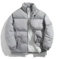thumbnail image 3 of Mens Puffer Jacket Winter Coats Hood less Quilted Down Jackets Grey L, 3 of 5