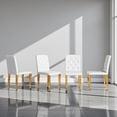 thumbnail image 2 of Tcbosik Dining Chairs Set of 4, PU Leather Upholstered Kitchen Chair with Button Tufted Padded and Metal Legs, White & Gold, 2 of 10