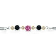 thumbnail image 2 of Gem Stone King 925 Sterling Silver and 10k Yellow Gold Pink Moissanite Black Onyx and White Lab Grown Diamond Bracelet for Women (2.88 Cttw, Round 7MM and 6MM, 6.5/7/7.5 inch, Made in Italy), 2 of 4