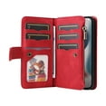 thumbnail image 3 of Allytech Wallet Case for iPhone 15 Plus with Zipper Pocket & 9 Card Slots & Wrist Strap, Fashion PU Leather Kickstand Magnetic Closure Shockproof Non-Slip Case for Women Men - Red, 3 of 11