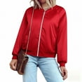 thumbnail image 6 of Jacket for Womens Bomber Jacket Fall Lightweight Zip up Long Sleeve Outerwear Pockets Coats, 6 of 10