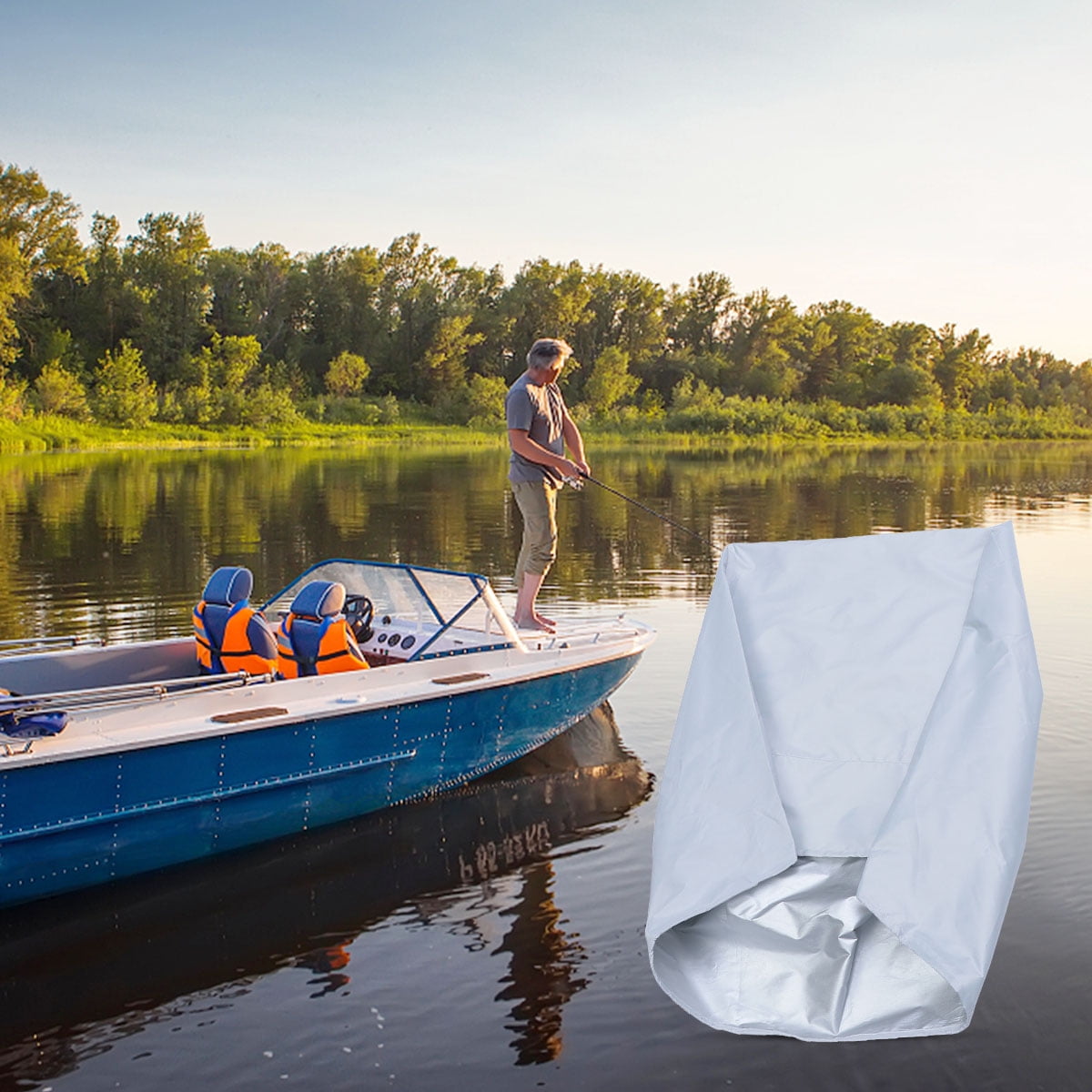 KALLORY Boat Seat Cover Outdoor Protection for Fishing and Pontoon Boats Durable Fits Securely White