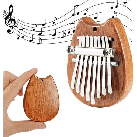 

PENGYD 8 Keys Mini Kalimba Thumb Piano Solid Wood Finger Piano Portable Marimba Musical Handmade Instruments Professional Mbira with Lanyard Good Accessory Pendant Gift Easy to Learn Christmas Gifts