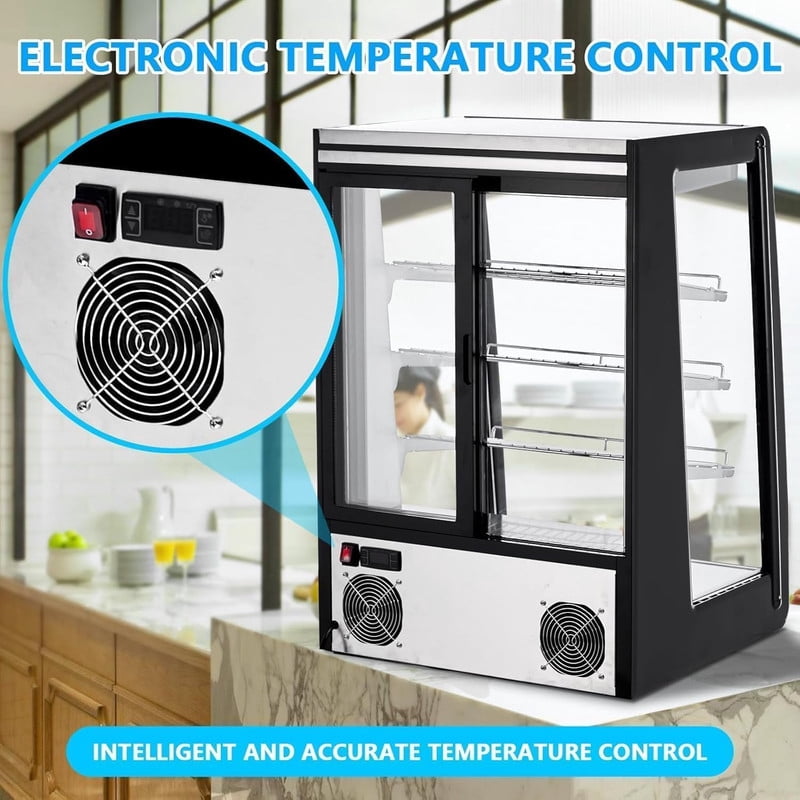 TROPOW Commercial Display Refrigerator, Countertop Refrigerated Display Case with LED Lighting for Bakery, Cafe