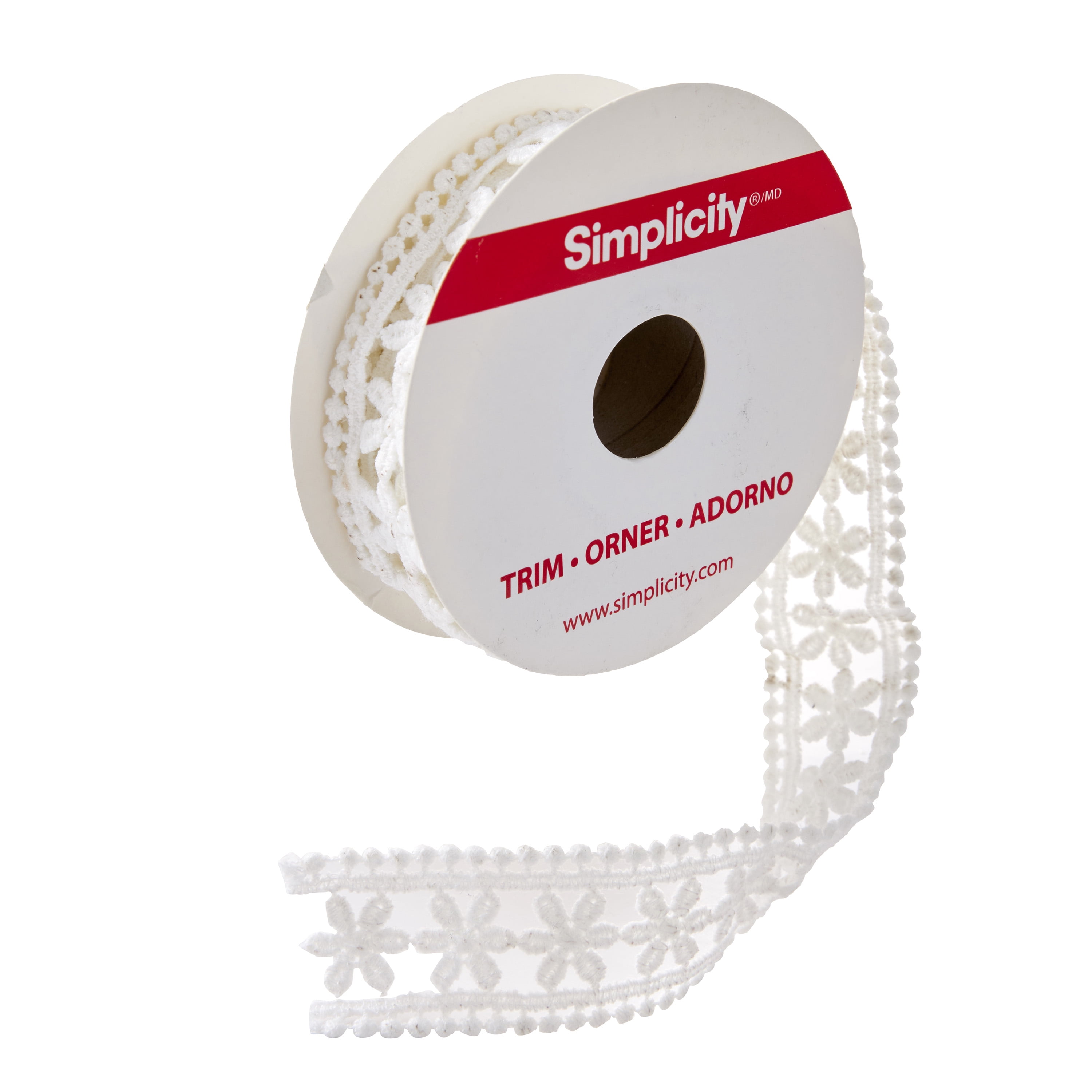 Simplicity Trim, White 1 inch Daisy Dot Band Trim Great for Apparel, Home Decorating, and Crafts, 2 Yards, 1 Each