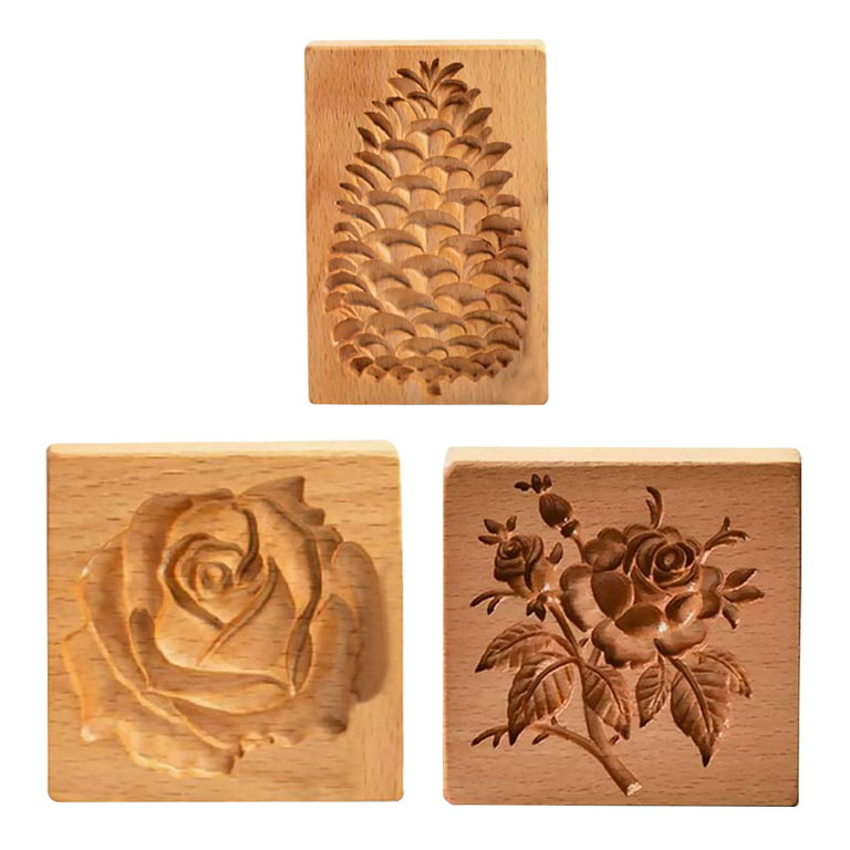 CIVG 2Pcs Squirrel & Pinecone Wooden Cookie Molds for Baking Kitchen Biscuit  Cutter Set 3D Carved Gingerbread Cookie Stamps DIY Shapes Biscuit Press  Stamp Molds for Party Baking Tool 