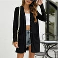thumbnail image 4 of IROINNID Women's Cardigan Open Front Coat Solid Color Long Sleeve Loose Autumn Winter Lace Splicing s Medium And Long Cardigan Tops, Black, 4 of 7