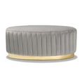 thumbnail image 2 of Baxton Studio Kirana Glam and Luxe Grey Velvet Fabric Upholstered and Gold PU Leather Ottoman, 2 of 5