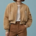 thumbnail image 2 of Womens Cropped Jacket High Long Sleeves Outerwear Short Moto Coat, 2 of 9