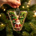 thumbnail image 5 of romoty Personalized Initial Christmas Tree Letter Ornaments, Pine Needle Santa Claus Pendants, 2D Flat Acrylic Monogram Xmas Decor, 5 of 6