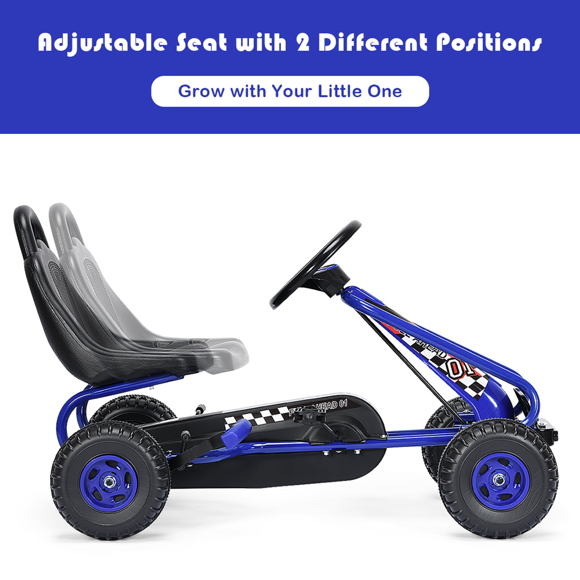 Gymax Kids Pedal Go Kart 4 Wheel Ride On Toys w/ Adjustable Gymax Kids Pedal Go Kart 4 Wheel Ride On Toys w/ Adjustable