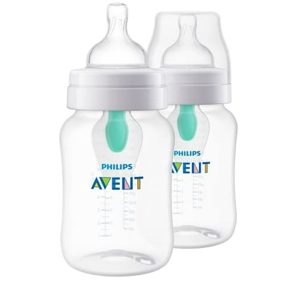 Paquete de 2 Biberones Anticólicos Philips AVENT con Ventilación AirFree, 9 oz, Transparente, SCY701/92
