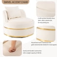 thumbnail image 6 of EUROCO 32.6" 360 Degree Swivel Accent Chair Velvet Upholstered Barrel Chair with Large Cushion and Stainless Base for Living Room, Bedroom, Office, Apartment, Beige, 6 of 8