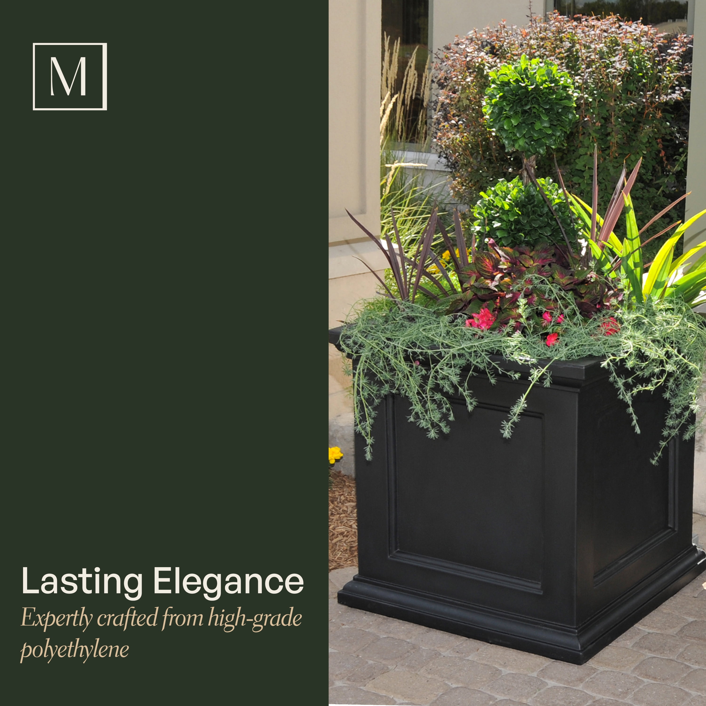 Mayne Fairfield 28" x 28" x 28" Square Black Plastic Planter