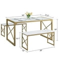 thumbnail image 3 of VECELO 55" Dining Table Sets with Benches, Modern Industrial 3-Piece Kitchen Table Set for Dining Room, Gold, 3 of 11