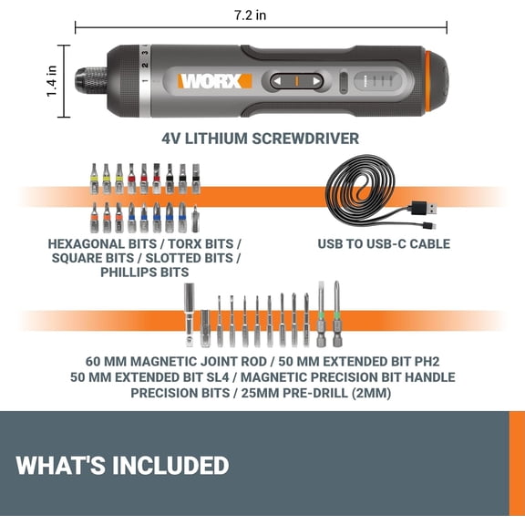 WX242L 4V Lithium Cordless Electric Screwdriver with 30-Piece Kit for Home  and Assembly