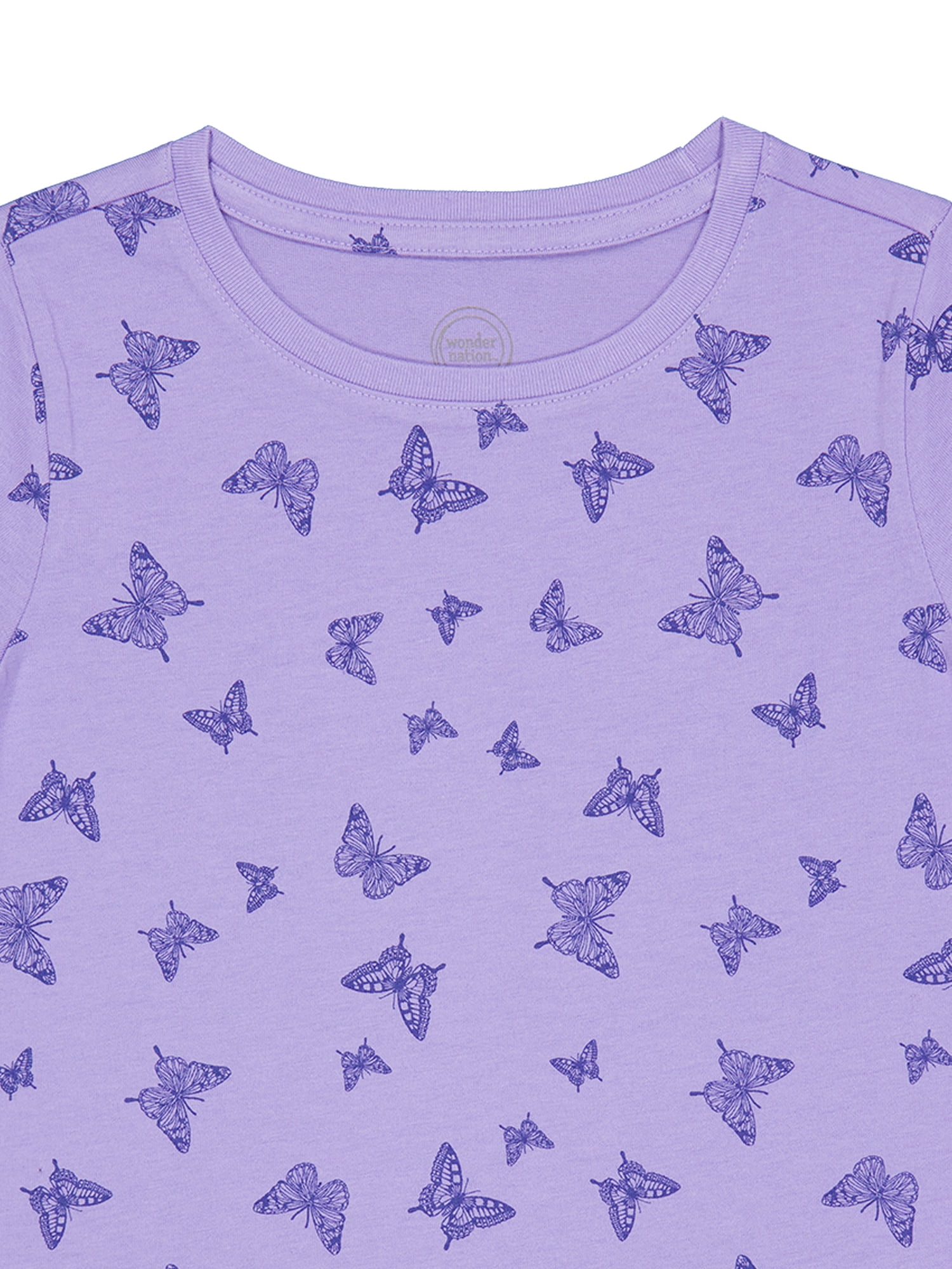 Wonder Nation Girls Kid Tough Tee with Short Sleeves, 3-Pack, Sizes 4-18 & Plus