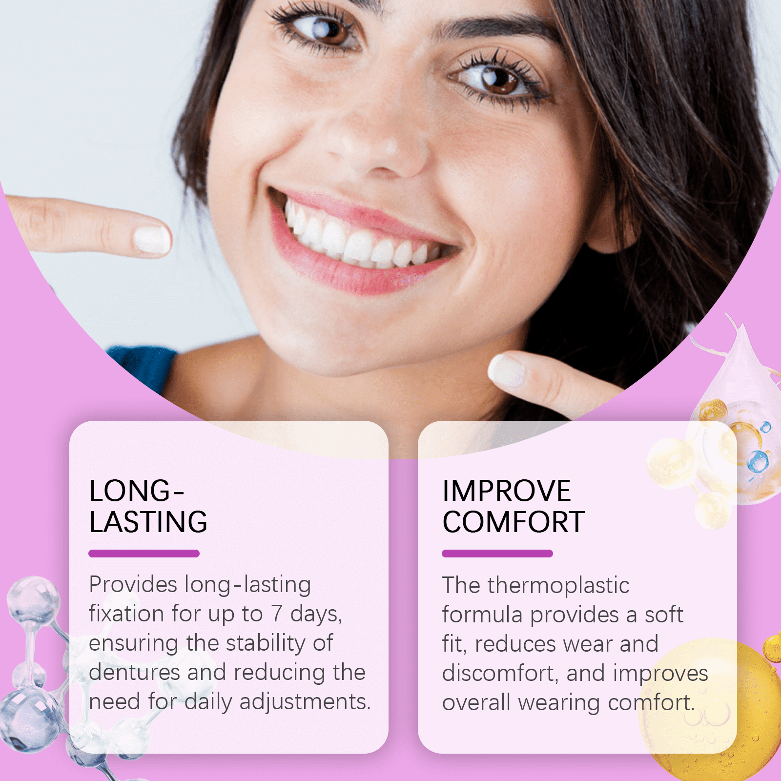 Alvantor Thermoplastic Denture Adhesive, Extra Strong Hold Waterproof Secure Grip for Upper Lower Partials, Zinc Free, 0.71oz