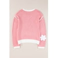 thumbnail image 4 of Women's Pink Floral V Neck Dropped Shoulder Sweater - [ZhiHiMeRi] | (US 12-14)L, 4 of 10