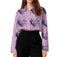 thumbnail image 5 of Dwralegc Valentines Shirt for Women Button Down Long Sleeve Blouses Casual Lightweight Heart Print Clothes Plus Size Loose Holiday Shirts Purple 2XL, 5 of 5