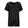 thumbnail image 4 of Admvng Two Piece Sets for Women Round Neck Short Sleeve Home Suit Sets Solid Color Pajamas Suit S-2XL, 4 of 8