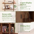 thumbnail image 3 of Tall Fluted Arched Bookshelf with Doors, Vinyl Record Player Stand with Storage for Living Room, 3 of 7