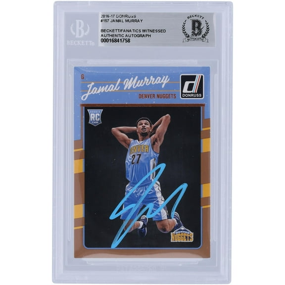 Jamal Murray Denver Nuggets Autographed 2016-17 Panini Donruss Rated Rookie Light Blue Ink #157 Beckett Fanatics Witnessed Authenticated Rookie Card - Fanatics Authentic Certified