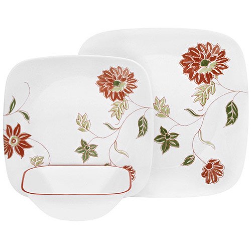 Corelle 12Piece Squares Matilda Dinnerware Set