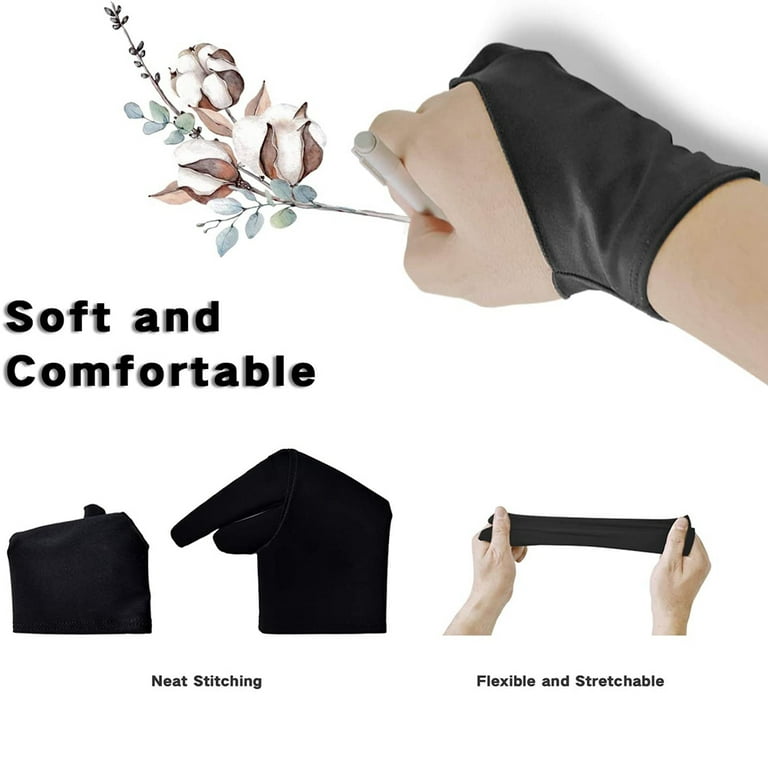 Two Finger Artist Glove 6PCS, Anti Smudge Drawing Glove for Graphic  Sketching Good (Medium) 