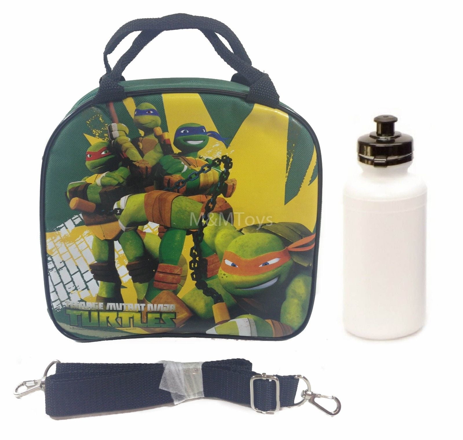 Ninja Turtle Lunch Box Bag with Shoulder Strap and Water Bottle by