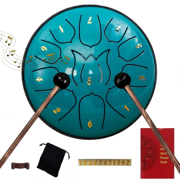 Steel Tongue Drum 11 Notes 6" , Rain Drum for Outside with Bag, Music Book, Mallets – Meditation & Yoga Steel Drum