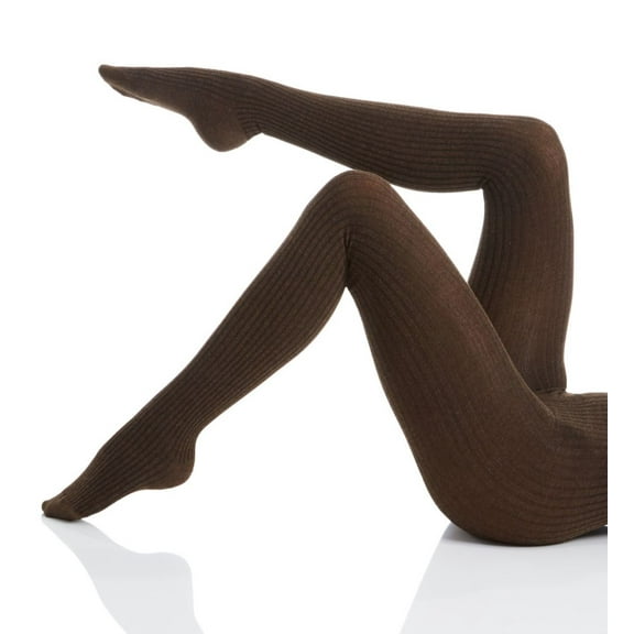 MeMoi Women's Boston Ribbed Cotton Blend Sweater Tights - Womens - Female (S-M, Brown Heather)