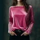 thumbnail image 1 of Karight Velvet Tops for Women Long Sleeve Crew Neck Tshirts Casual Loose Fit Tunic Blouses Elegant Party Dressy Outfits, 1 of 5