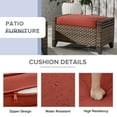 thumbnail image 4 of COOS BAY 2 PCS Brown Wicker Ottoman Outdoor PE Rattan Footrest with Removable Red Cushions, 4 of 9