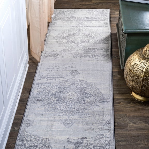 JONATHAN Y MODERN PERSIAN 2 x 8 Runner Rug, Vintage Medallion - Light Gray/Ivory, MDP106C-28