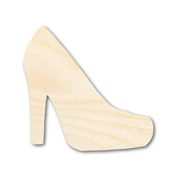Unfinished Wood High Heel Shoe Shape - Craft - up to 46" DIY 7" / 1/4"